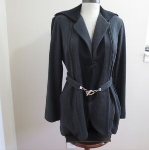 Berness 100% Wool Belted Coat Jacket Size 12/14 Gray